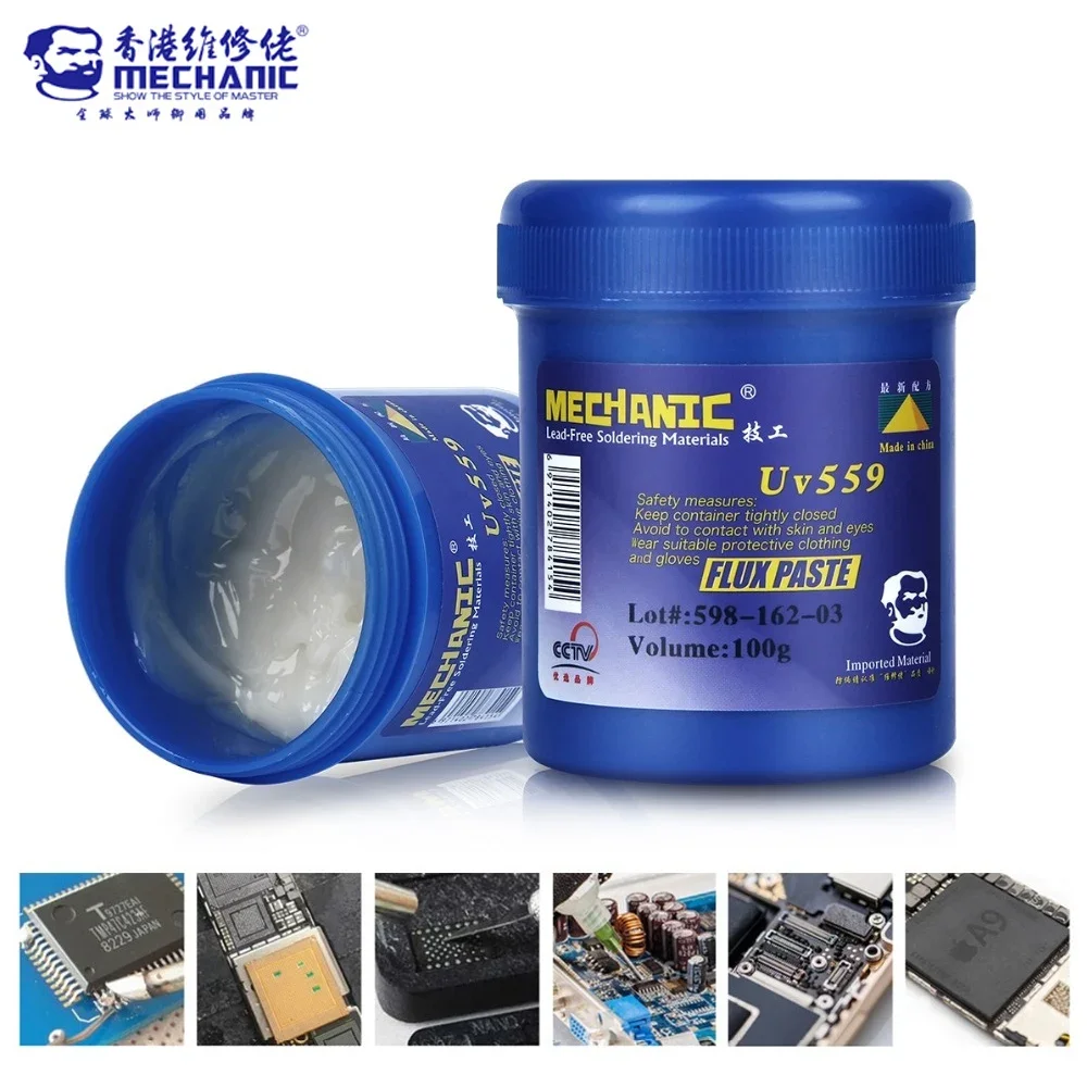 Mecánico 100g UV559 UV223 Flujo de soldadura sin limpieza pasta de soldadura sin plomo aceite de soldadura para reparación PCB BGA SMD SMT