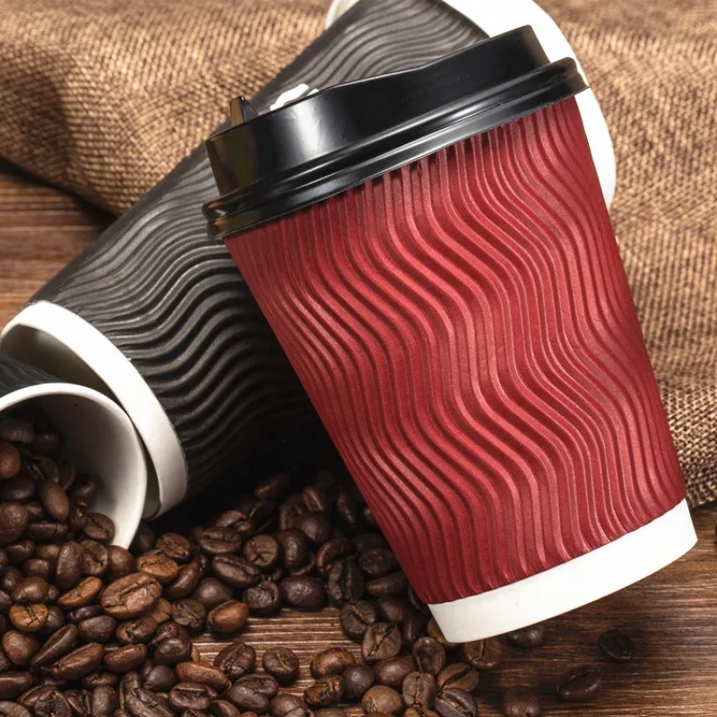 custom.Custom Printed 8oz Double Wall Paper Cups Hot Drinks Embossed Coffee Cups