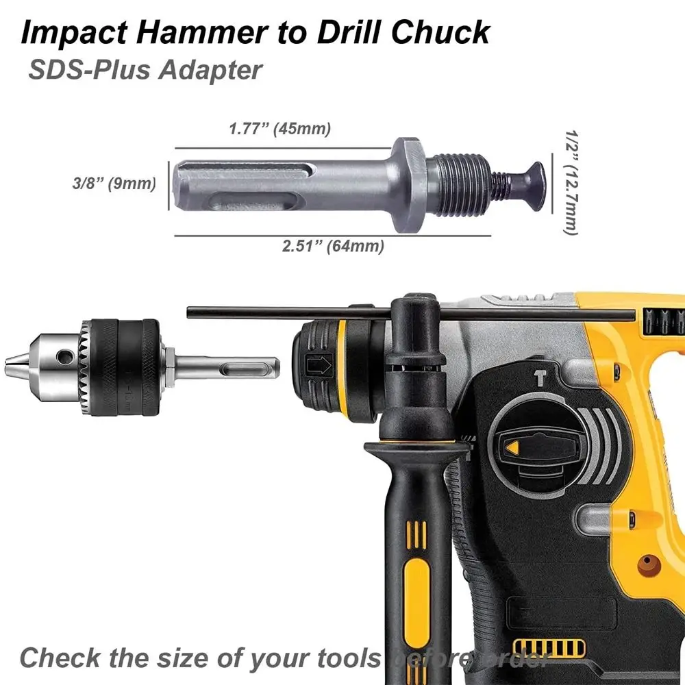 1 مجموعة 1.5-13 مللي متر الحفر تشاك مع تشاك مفتاح 1/2-20UNF جبل شنيور يعمل بالبطارية بت مربع محول عرافة عرقوب/SDS-Plus #1