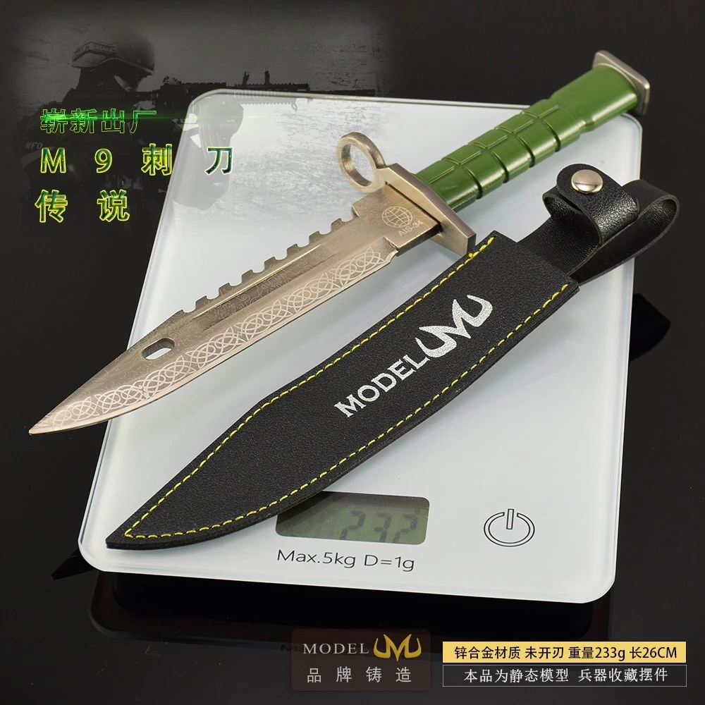 M9 Bagnet w całości z metalu Model sztyletu z kaburą CS GO Peryferia do gier Counter Strikes Broń Wojskowe Zielone Noże Prezent Zabawki