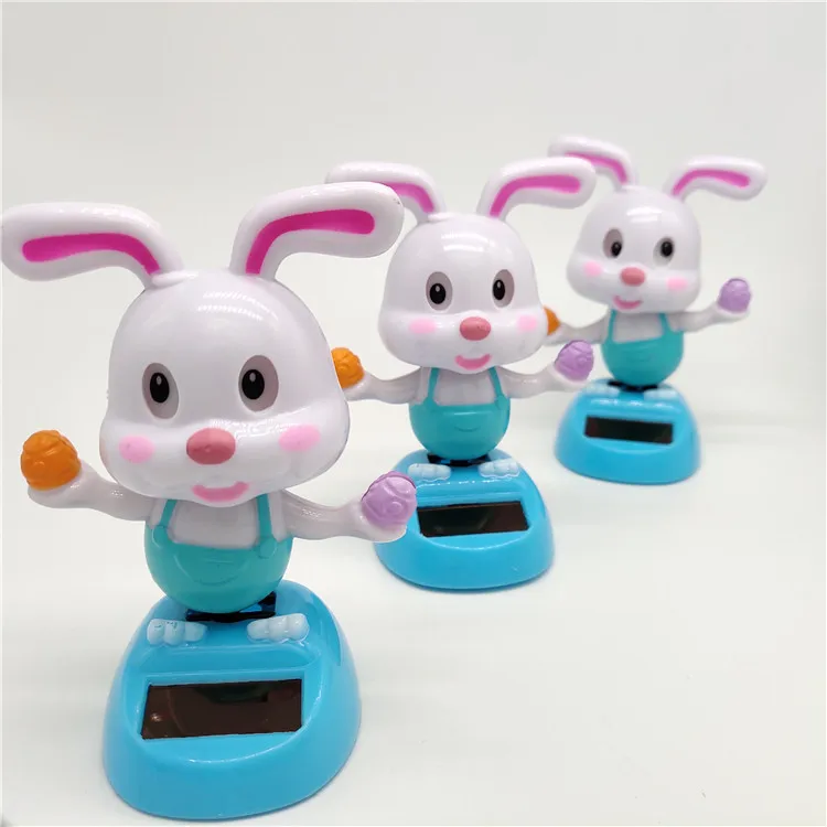 Cartoon Cute Ice Cream Rabbit Swinging Doll Solar Car Ornament Creative Car Interior Decoration Children's Solar Toys