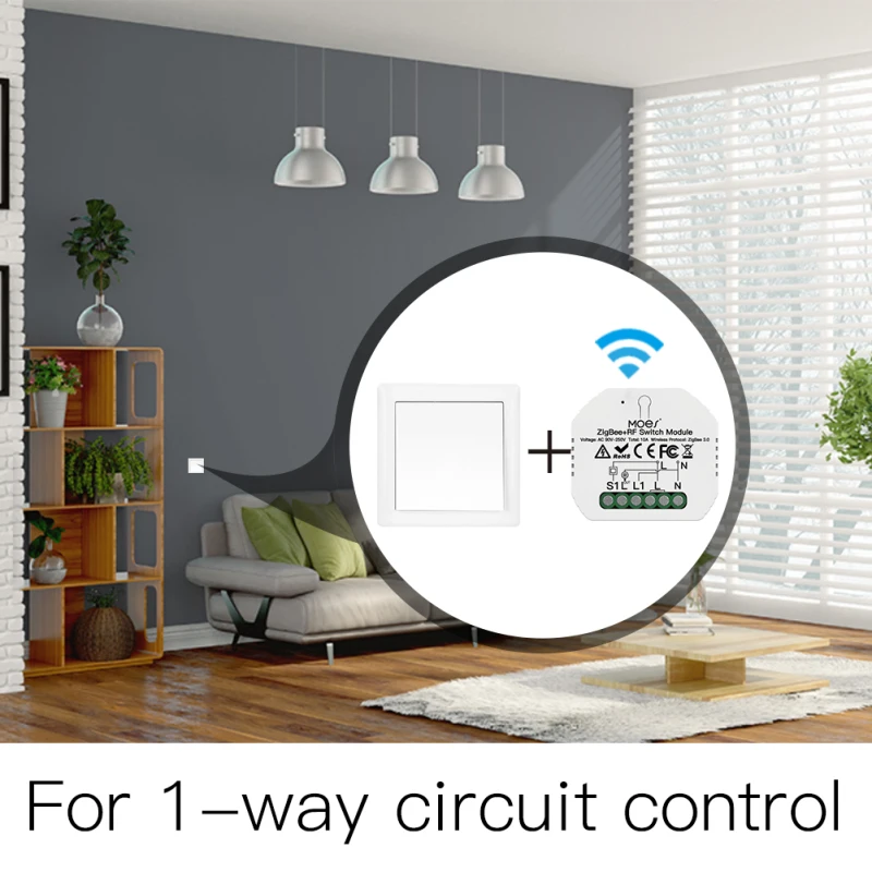 CoRui 10A Zigbee+RF Switch Light Switch Relay Module Built With Reset Button APP Remote Control Work With Alexa Google Home