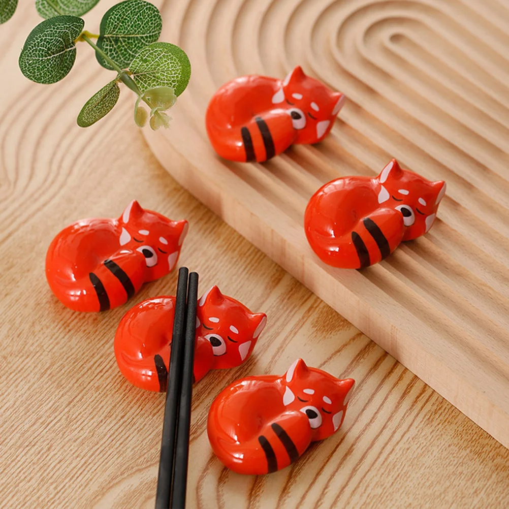 

4Pcs Cute Fox Shape Ceramic Chopstick Rests Decorative Spoon Fork Holders Tableware Stand Kitchen Desktop Cutlery Rest