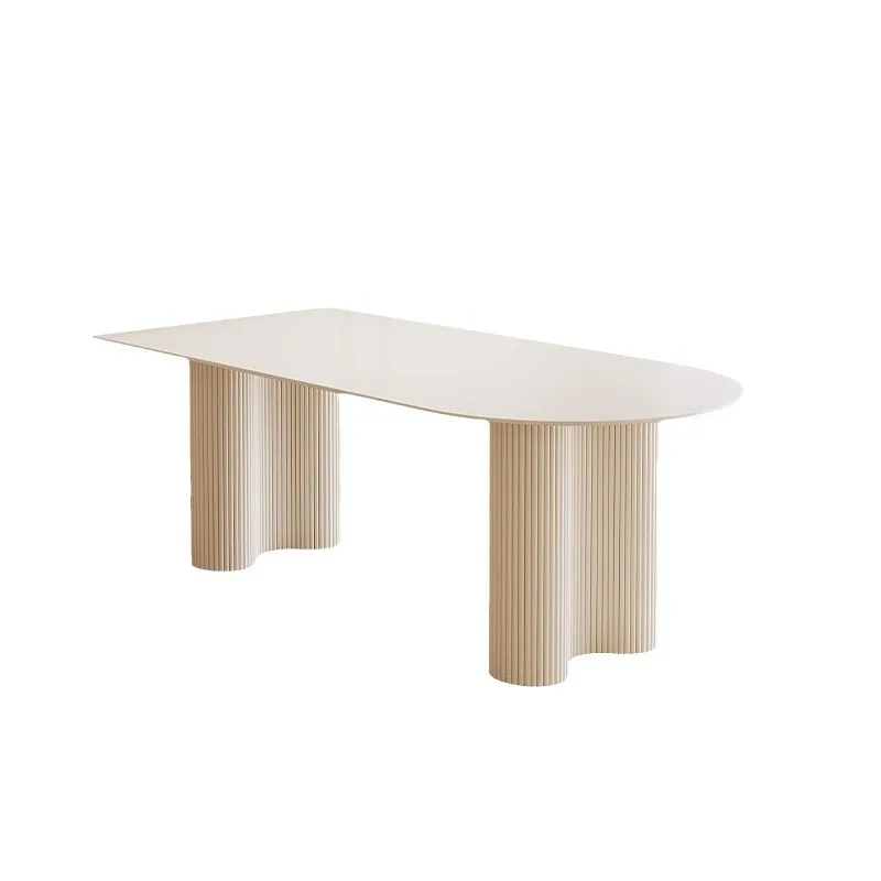 

Slate, semicircle, island, integrated, household, modern, simple, light luxury, cream, dining table and chairs