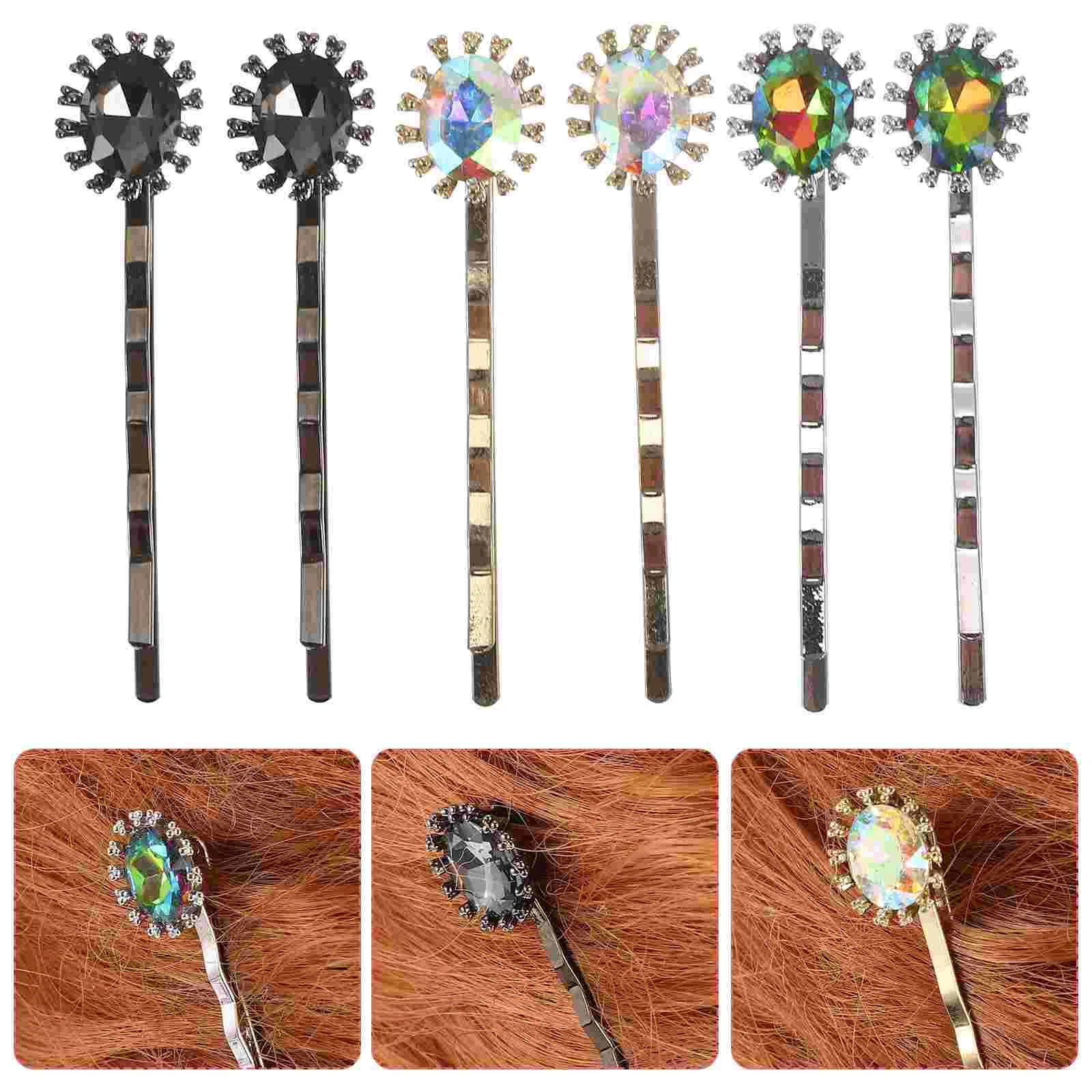 

6 Pcs Halloween Hair Clips Accessories Cubic Zirconia Decorative Bobby Pin Decorations for Women Barrettes