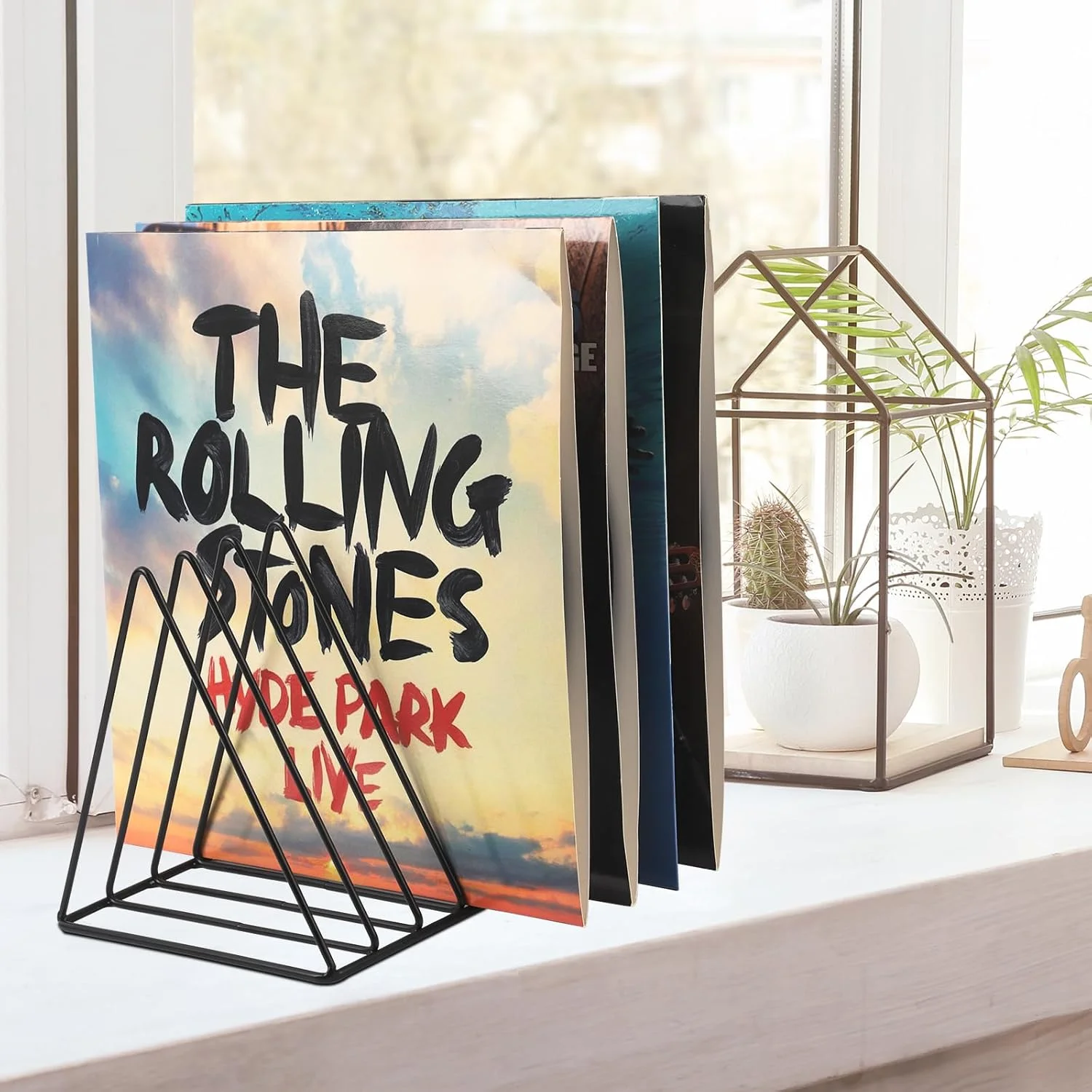 Tempat Rekaman Vinil 7 Slot, Rak Display Album Majalah Logam Anti Karat Pengatur File Desktop, Penyortir Koran Surat Kertas