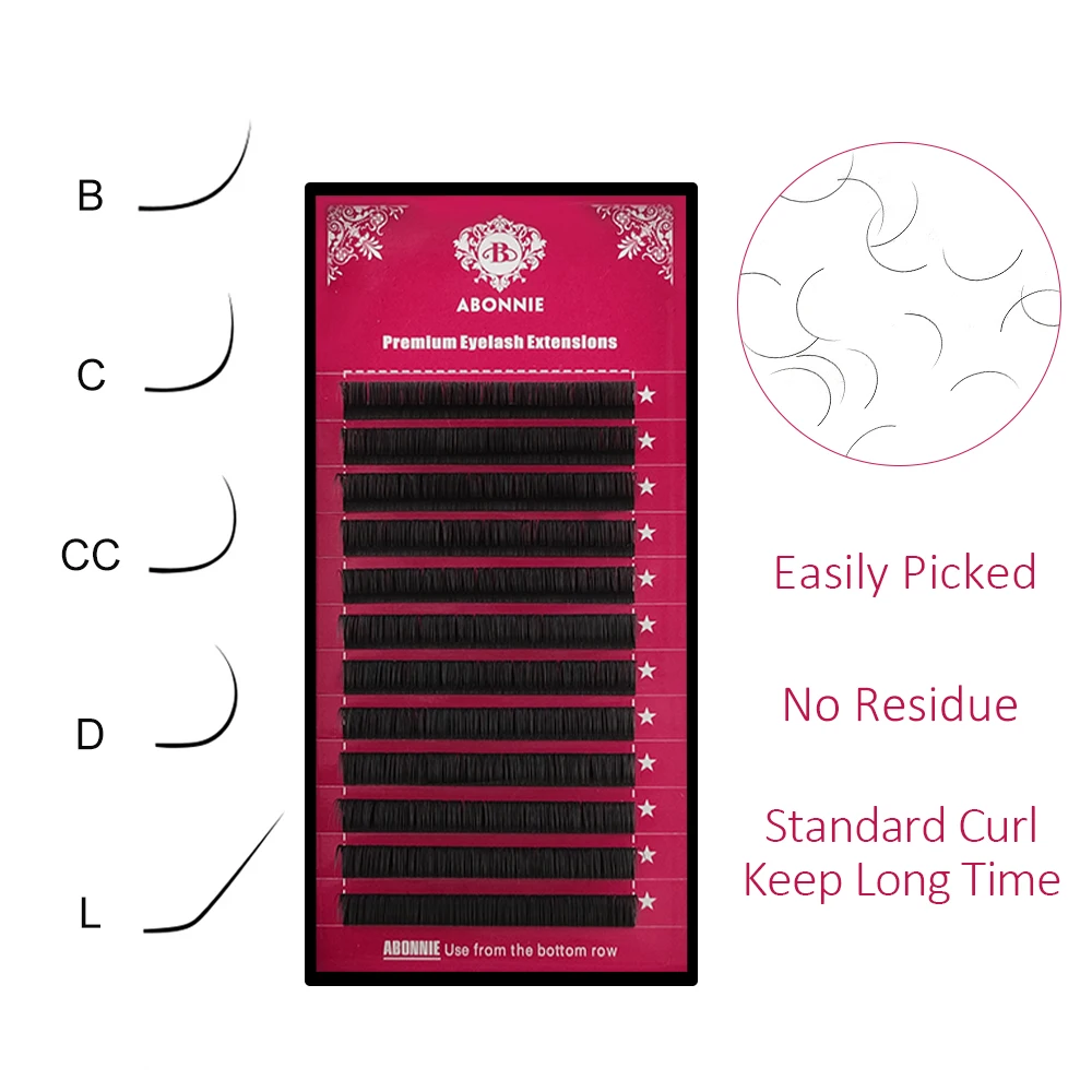 Abonnie Classic Individual Eyelashes Extensions Fluffy Volume Lashes B/C/CC/D All Size Cilios