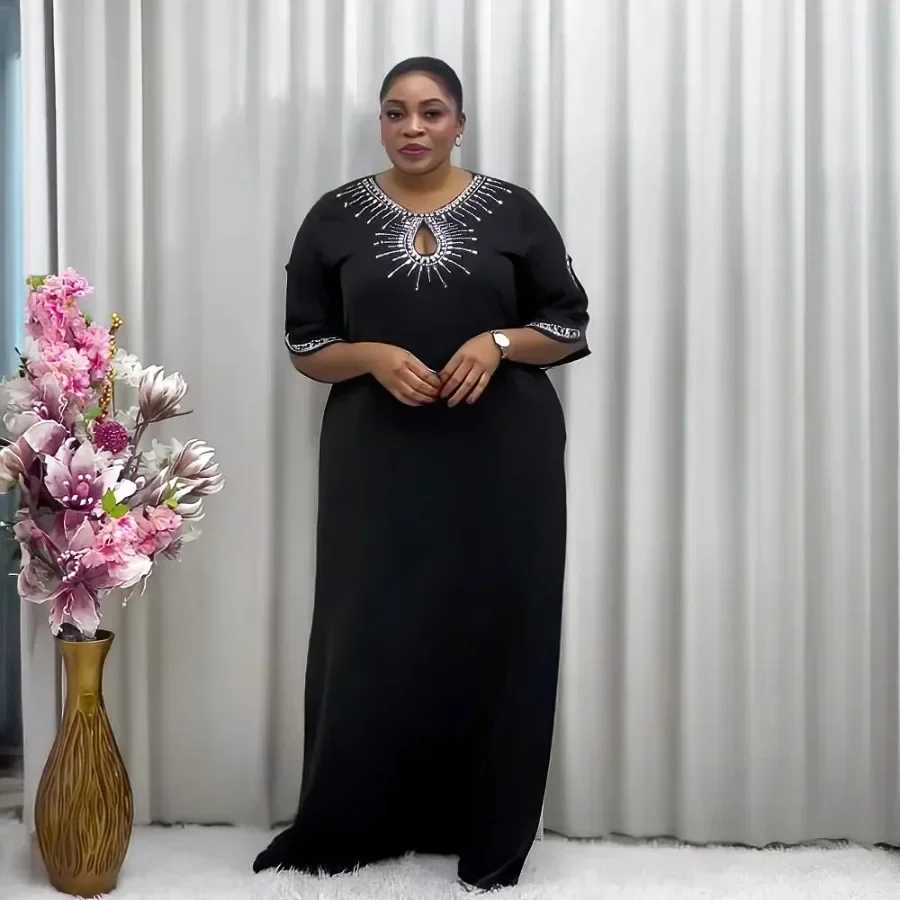 Vestidos de pavo para mujer, vestidos africanos de diamantes de imitación de lujo para mujer, estilo Morden, abaya, dubai, 2024