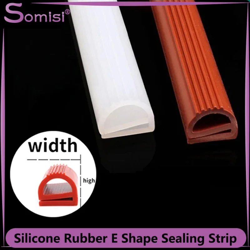 

1/3m Silicone E Shape Strip Rubber Sealing Strip White/Red E-shaped E-strip High Temperature Oven Sealing Strips