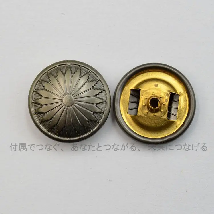 10pieces Four-in-one Button, Copper Button Imported From Japan, Large Size 19mm Gun Black Retro Engraved Clothing