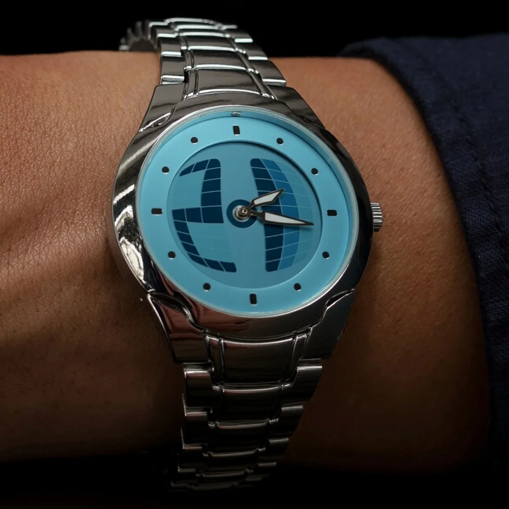 

Синие кварцевые часы Y2K с указателем Alien и номером, двойной дисплей, креативные деловые часы из нержавеющей стали, мужские часы с динамическим дизайном AAA Clcok