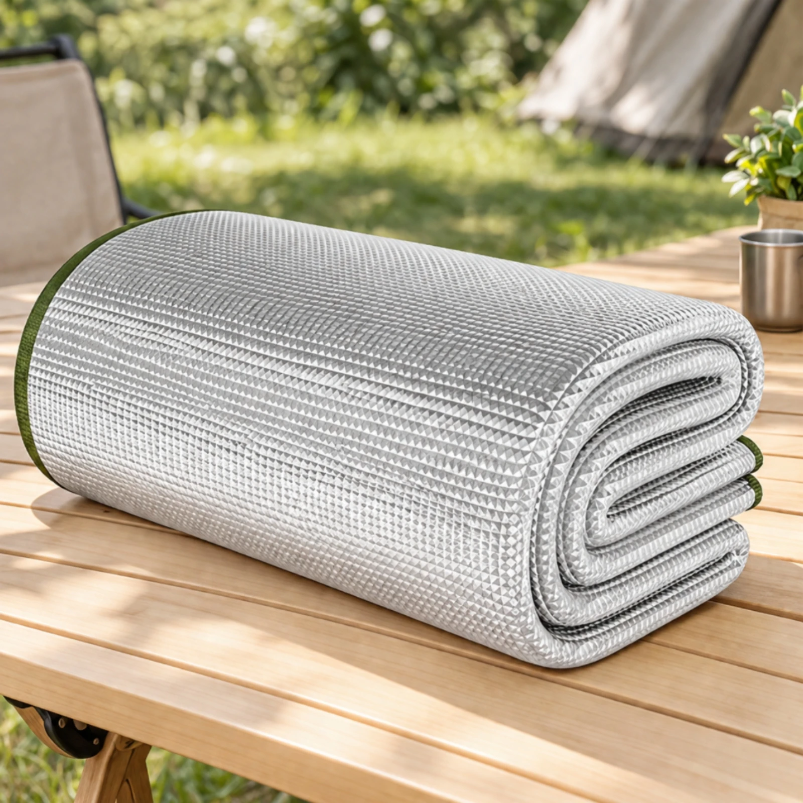 Foldable Outdoor Moisture-Proof Mat Insulating EPE Pearl Cotton Mat with Aluminum Film Cut to Fit for Tents, Picnics