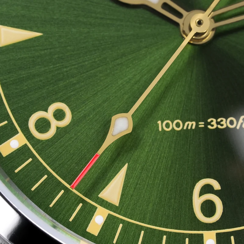 Militado ML08 ساعات كوارتز VH31/روندا 515 حركة الياقوت كريستال ساعة كلاسيكية 38 مللي متر الأخضر الهاتفي 100 مقاوم للماء ساعة رجالي #6