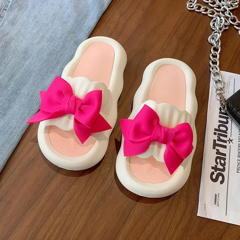 

Womens Slippers EVA Indoor Floor Soft Couple Slipper Summer Bow Bedroom Shoes Ladies Flip Flops Fashion Shoes Adult