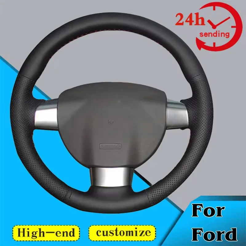 Custom Car Steering Wheel Braid Cover Soft 100% Fit For Ford Focus 2 2005 2006 2007 2008-2011(3-Spoke) Auto Interior Accessories