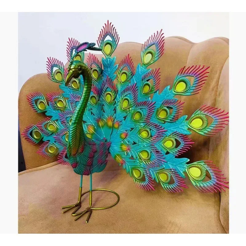 Wrought iron peacock ornament garden decoration