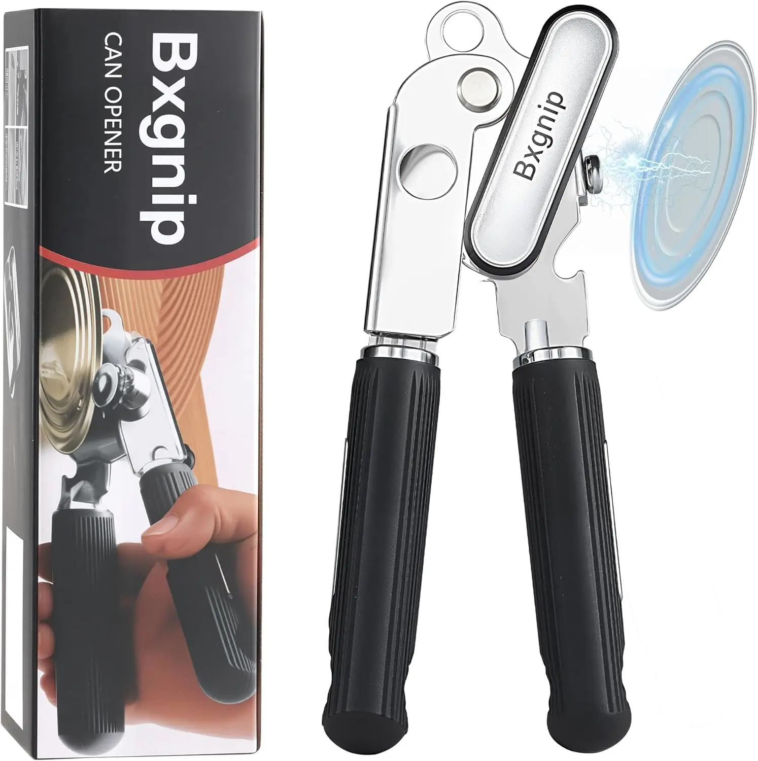 

Manual Can Opener with Magnet, Soft Grip Handle, Sharp Blade, Effortless Knob, and Bottle Opener