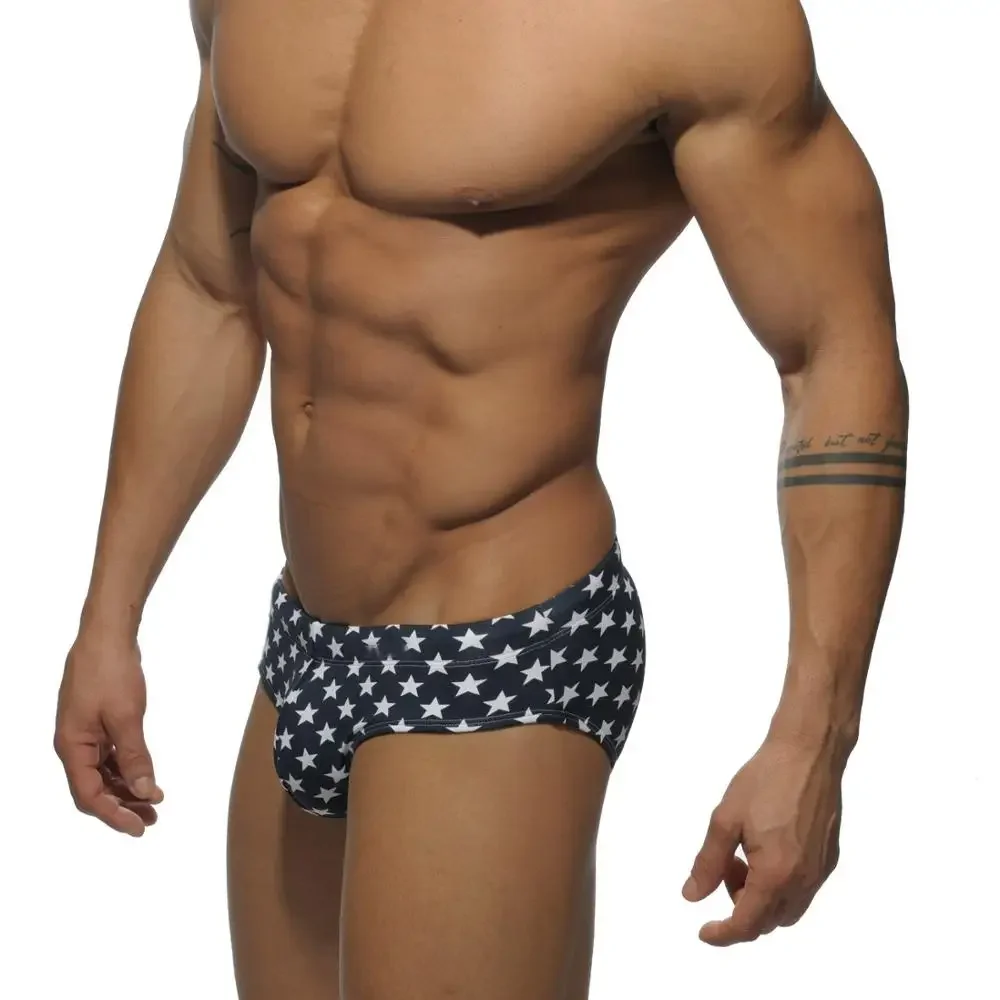 Superbody Brand five-pointed star Camouflage swimming trunks Swimwear Mens Swimming Trunks Summer Men's Swim Brief Patchwork