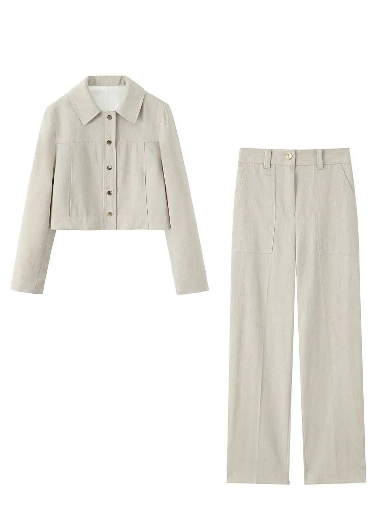 

HH летняя женская модная однобортная куртка с лацканами на пуговицах + тонкий эластичный пояс с карманами на молнии, однотонный комплект из 2 предметов