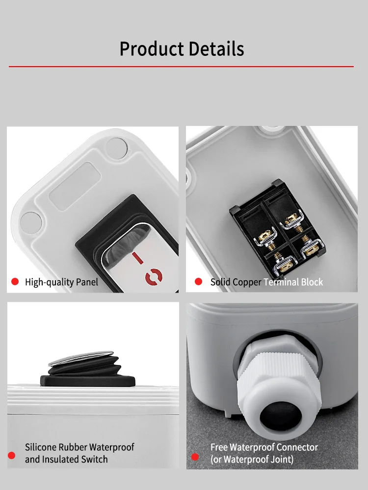 Interruttore da parete per luce esterna impermeabile IP66 Doppio interruttore elettrico SPDT a 2 vie a 2 vie Resistente alle intemperie 16/20A