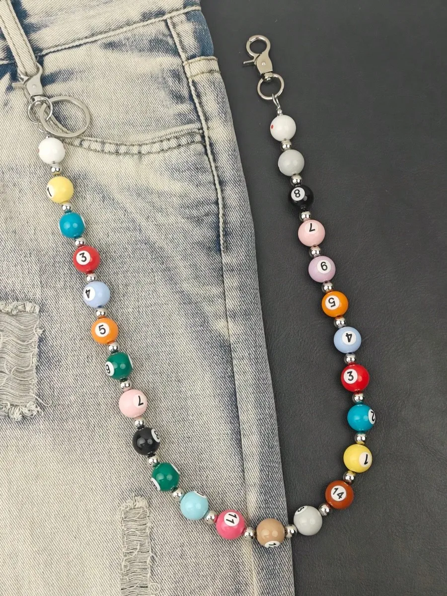 

Multicolor Billiard Ball Chain Waist Accessory for Pants - Punk Y2K Hip-Hop Unisex Fashion Jewelry