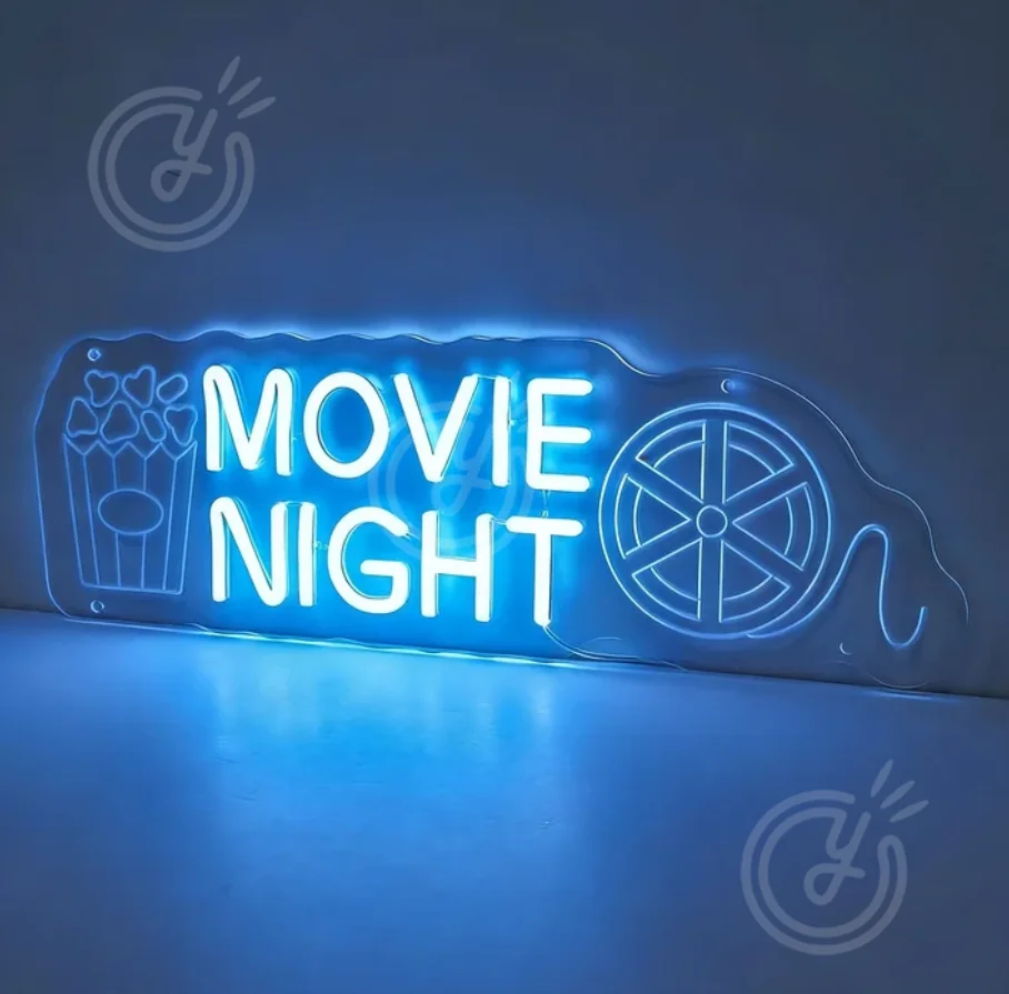 Custom Movie LED Neon Sign for Home Theater Room Wall Decor Retro Movie Night Lighted Sign Film Room Decoration for Media Spaces