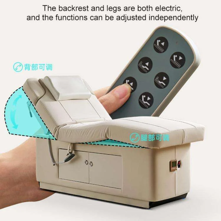 حار بيع الفاخرة البيج صالون تجميل السرير 2 المحركات تدليك كهربائي التجميل الجدول كرسي الوجه سرير سبا #3