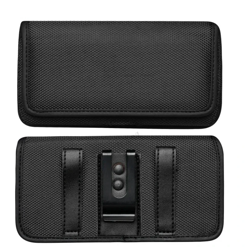 Panno Oxford Vita verticale Copertura in pelle Tessuto di nylon Indossare cintura Marsupio mobile Marsupio per cellulare da esterno da uomo in velcro