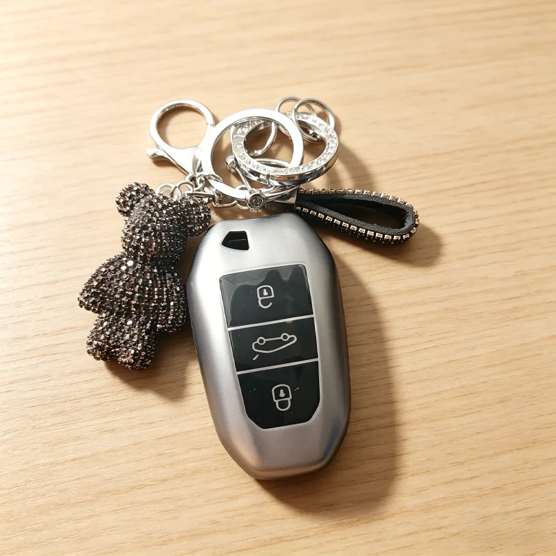 ICAR Graue TPU-Schlüsselhülle für Peugeot 3008 5008 208 308 408 508 307 Citroen C1 C3 C4 C5 Grand Picasso DS3 Autoschlüssel-Etui Schlüsselanhänger-Tasche – Detail 6