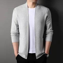 Spring Autum Fashion Slim Fit Knitted Cardigan Men Solid Color Sweater Coat Knitting Casual Korean Sweatercoats Mens Outerwear