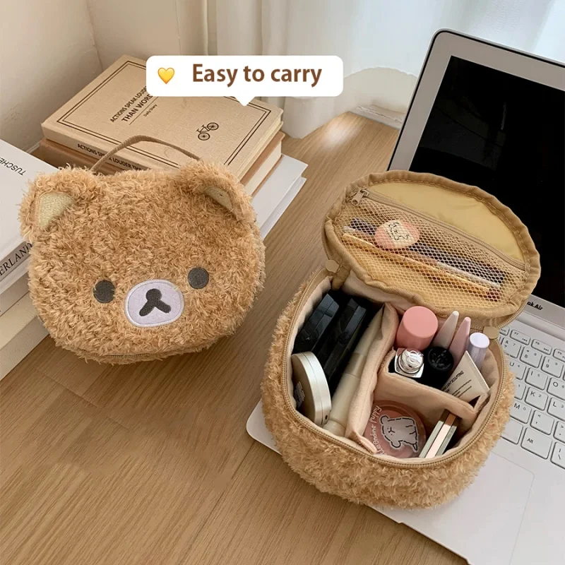 

1PC Plushes Makeup Case Anime Relaxed Bear Cosmetic Bag Women Jewelry Storage Pouch Girl Organizer Handbags Gift Hot Sales