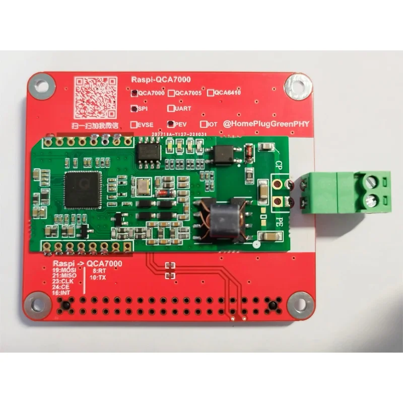 Placa de desarrollo QCA7000/7005 enchufe doméstico GreenPHY/ISO15118 Raspberry Pi