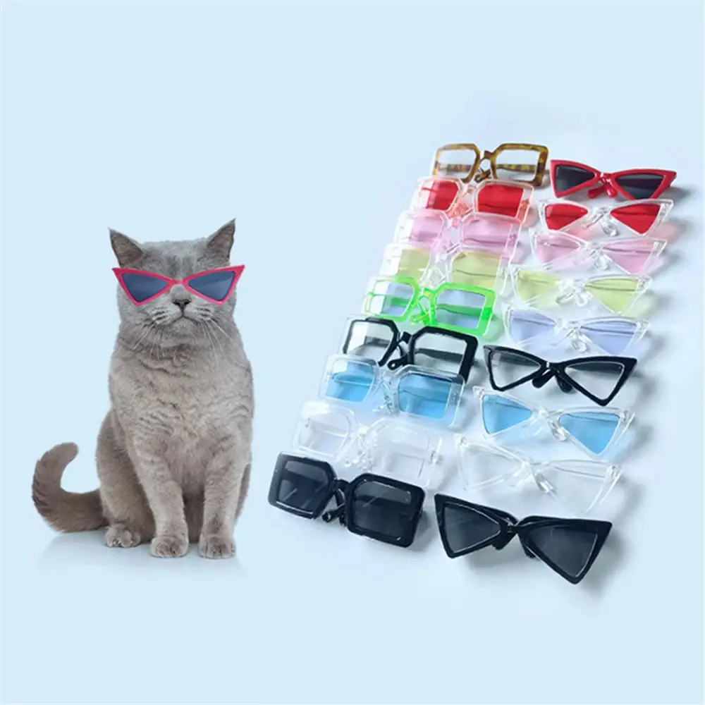 Pet Accessories Multicolor Triangle Frames Mirror Pet Eyeglasses Cat Glasses Square Glasses Dog Sunglasses