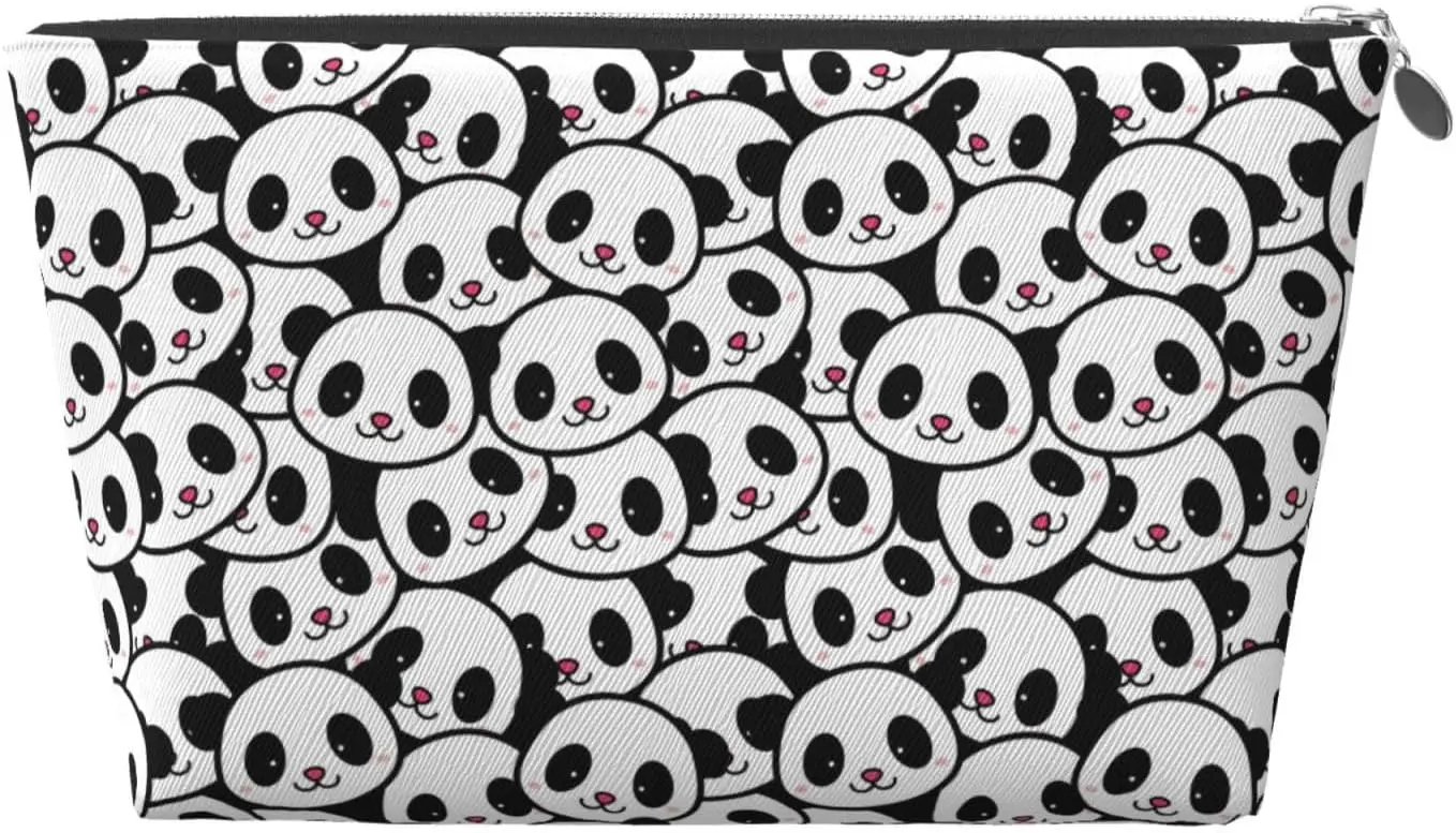 Schattige Panda Gezicht Make-up Tas Dames Reisformaat Toiletartikelen Leer Waterdichte Toilettas Reisbenodigdheden voor Shampoo, Conditie