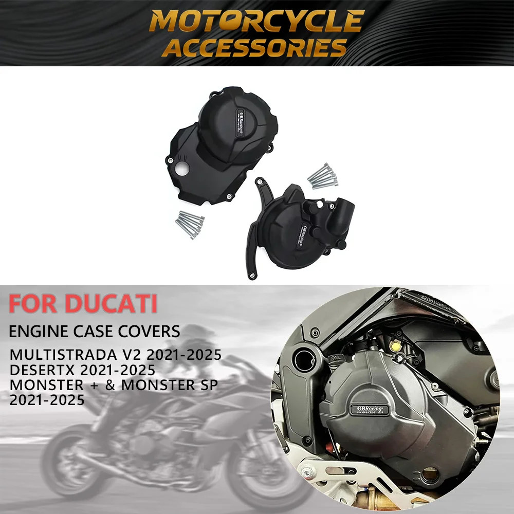 

Крышка сцепления двигателя для Ducati Multistrada V2 DesertX 2021-2024 и Monster + Monster SP 2021-2023, защита аксессуаров для мотоциклов