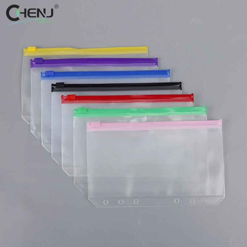 Waterproof PVC Binder Pockets, Caixa Orçamento Envelopes, Zipper Bolsas, Notebook Planner, Viagem Binders, 6-Hole, 4Pcs, A6