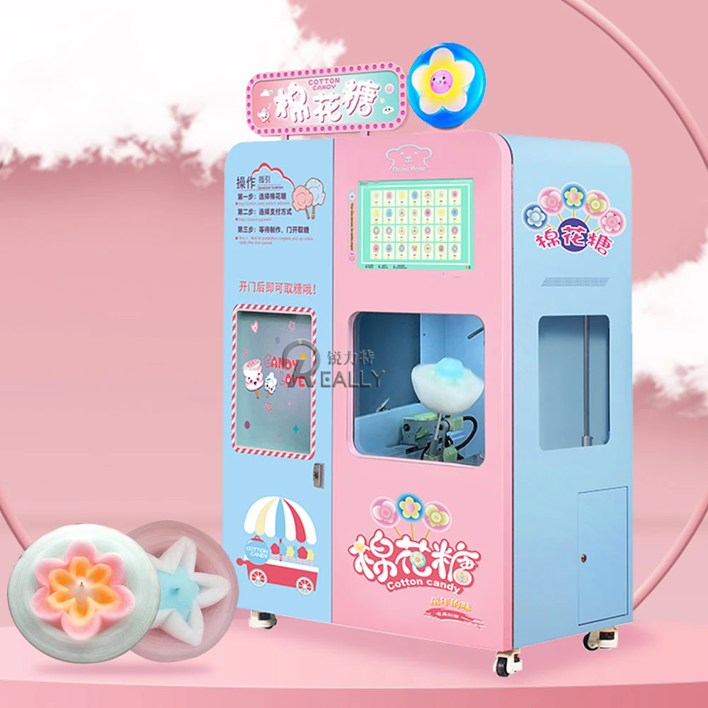 New Design Automatic Robot Electric Sugar Cotton Floss Candy Machine Cotton Candy Machine Floss Vending Machine