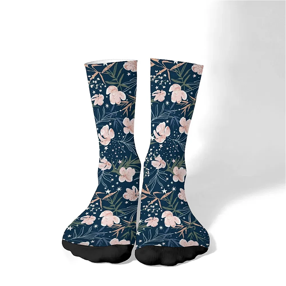 Hot Flower print Veelzijdige middenbuissokken voor mannen, modieus en schattig, veelzijdige stijl, ademend en warm, perfect cadeau