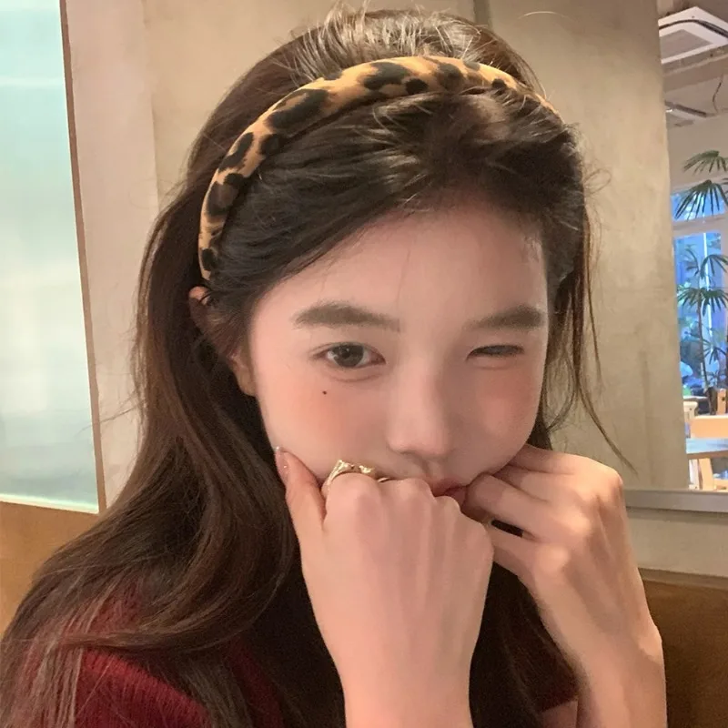 Fashion Headband Leopard Print Hair Bands for Women Girl Korean Vintage Leading Makeup Hoop Wide Headband Accessories Jewelry image 3