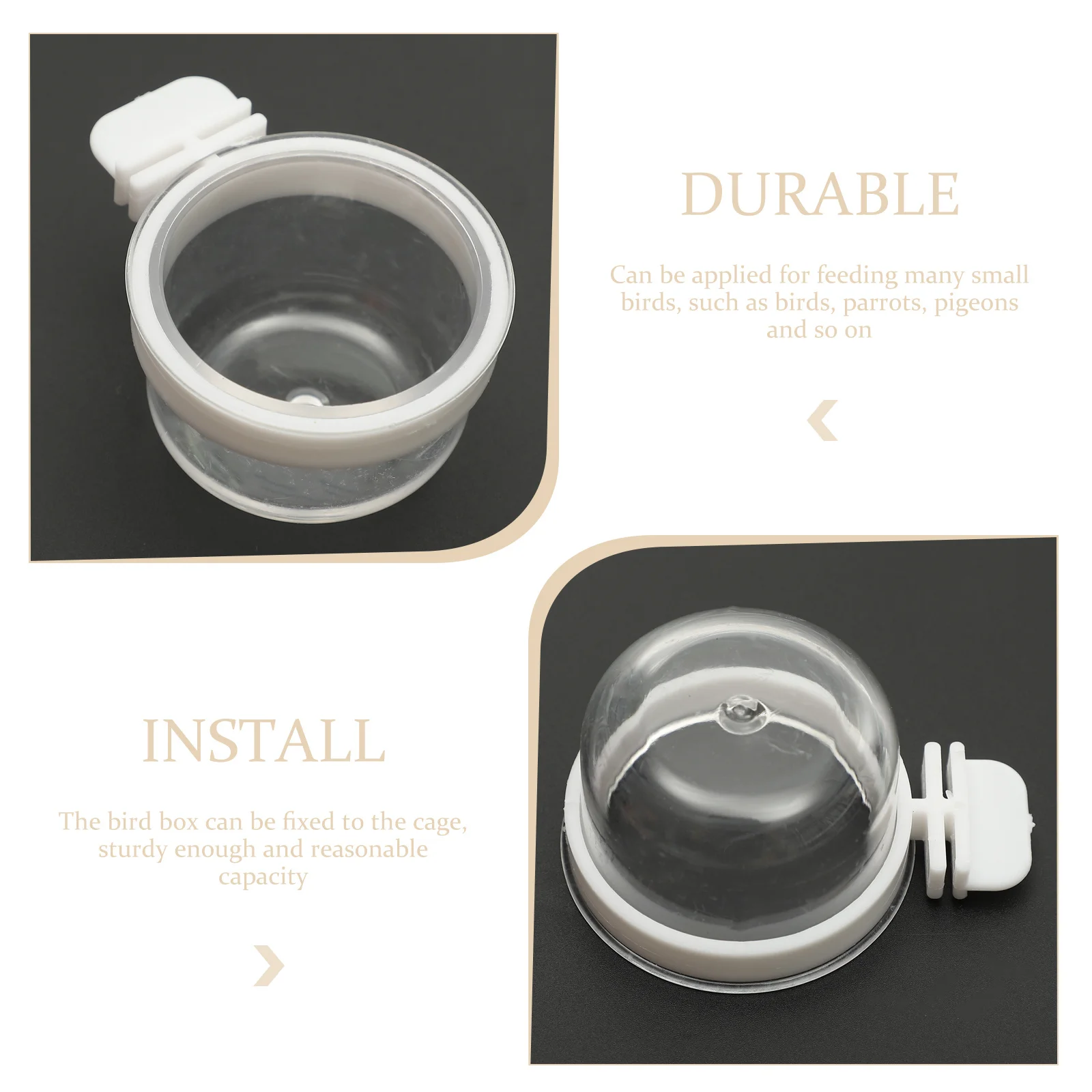 

5Pcs Bird Feeder Transparent Acrylic Multi-Function Hanging Parrot Food Bowl Cage Accessory Bird Bowl Transparent Parrot Feeder