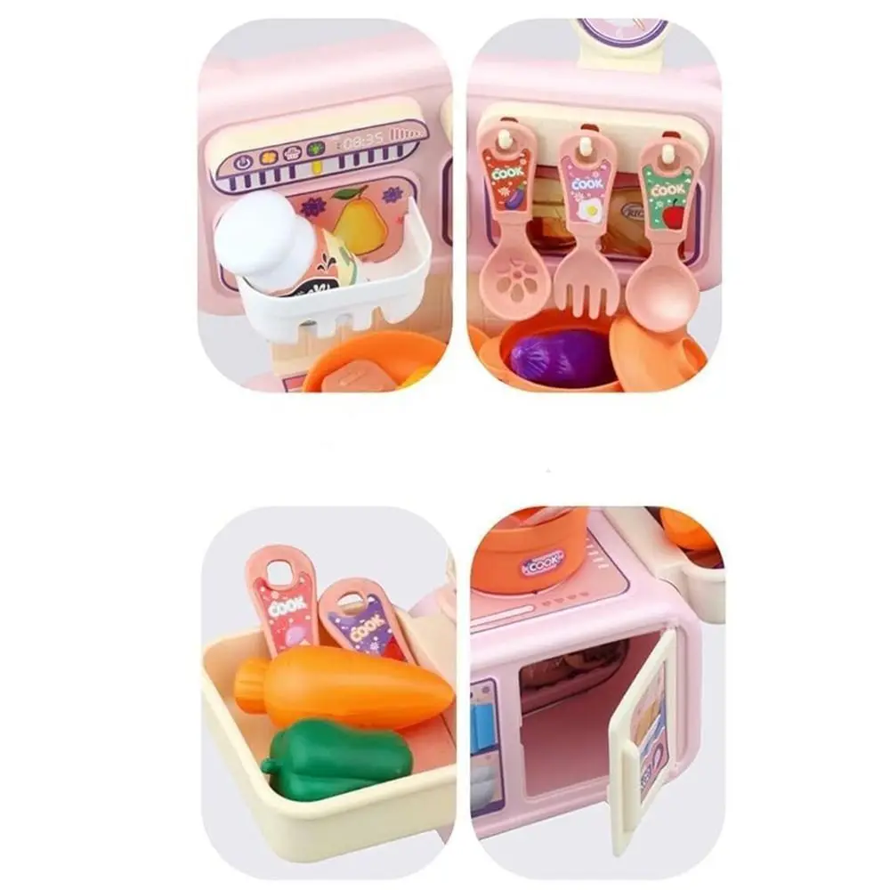 13/14 قطعة الكرتون الاطفال المطبخ Playset ضغط رذاذ الماء واللعب بالوعة مقلد اللعب اكسسوارات المطبخ فرن مفتوح