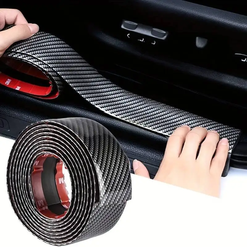 Car Rear Bumper Guard Anti-Collision Strip Carbon Fiber Door Edge Guards Sill Protector Stickers Fits For Automotive Front Bump