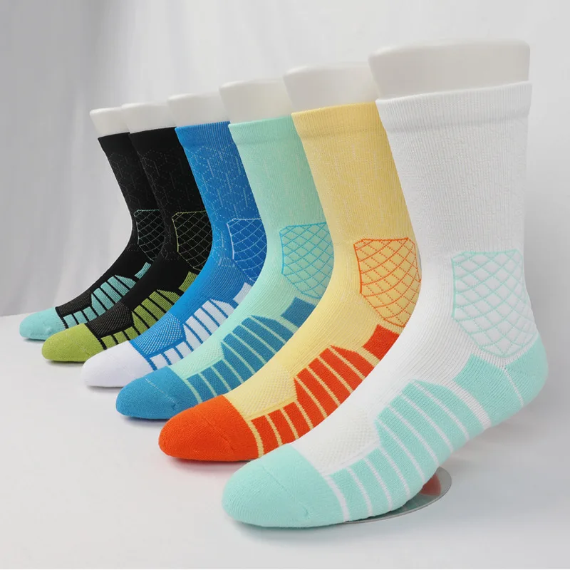 Basketball Men's Women's Elite Socks with Thickened Towel Bottom Middle Tube High-top Sports Absorb Sweat Breathable Deodorized