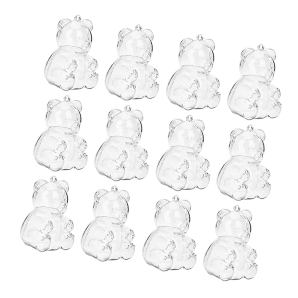 

15Pcs C Transparent Bear Shaped Packaging Sweets Party Favors Wedding Boxes Homemade Treat Container Storage Dessert Plate