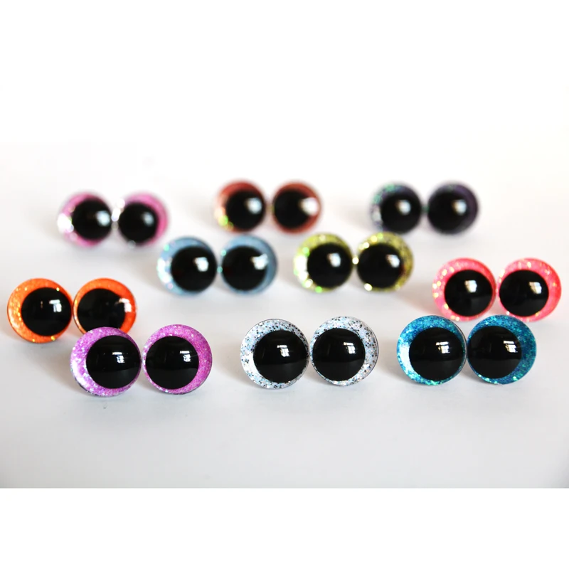 20PCS/LOT 16mm 18mm 20mm 25mm 30mm Cartoon 3D glitter toy eyes funny doll eyes With washer FOR PLUSH CRAFT