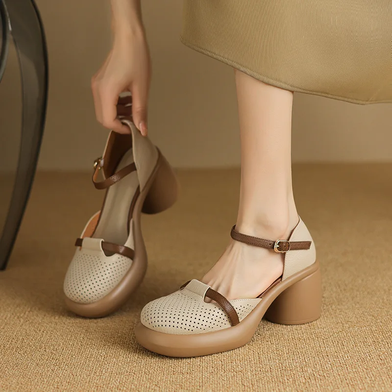 High Heels Waterproof Platform Does Not Tire The Feet of Women Summer with A Skirt with A Thick Sole Hollow Sandal