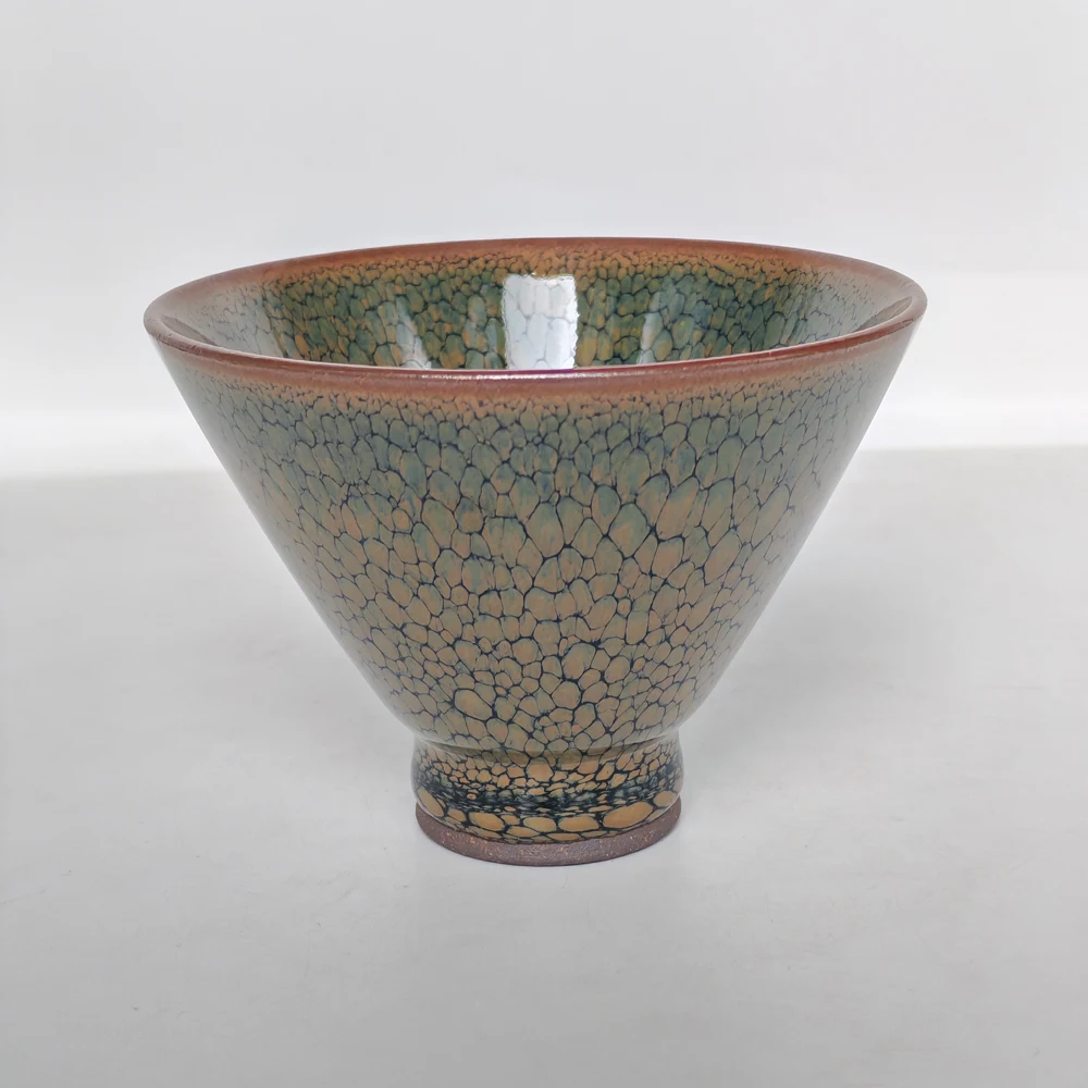 JZ416 Chinesische Jian-Ofen Teeschale 90ml Handgefertigte Tenmoku Teetasse Natürliche Keramik Sake-Tasse Hochtemperaturgebrannt Umweltfreundlich