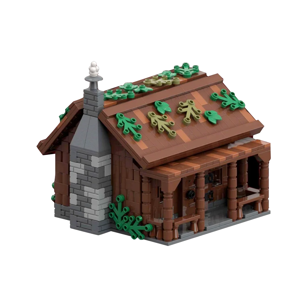 MOC Hütte Im Wald Ländliche Hütte Baustein Mini Holzhaus Street View Architektur Herbst Park Blöcke Spielzeug Kinder Geschenk