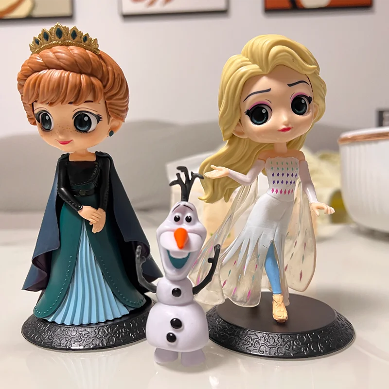 Q Posket Frozen Movie Animation Figure Elsa Princess Anna Olaf Model Gift Decorative Collection Birthday Gift For Kids