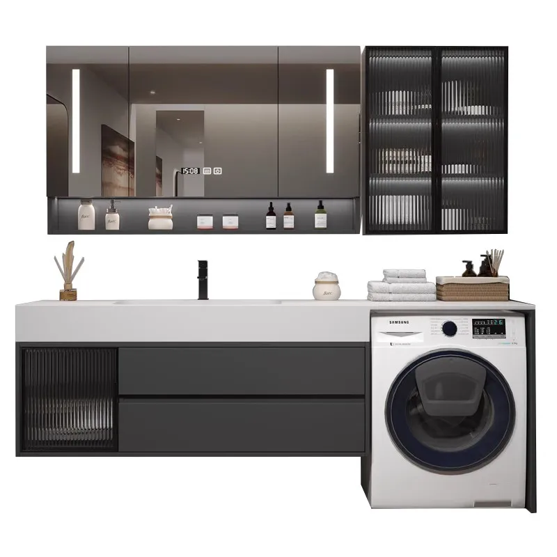 

Тумба для ванной комнаты со встроенной раковиной, интегрированная раковина из керамогранита, бесшовная встраиваемая раковина-тумба для ванной.